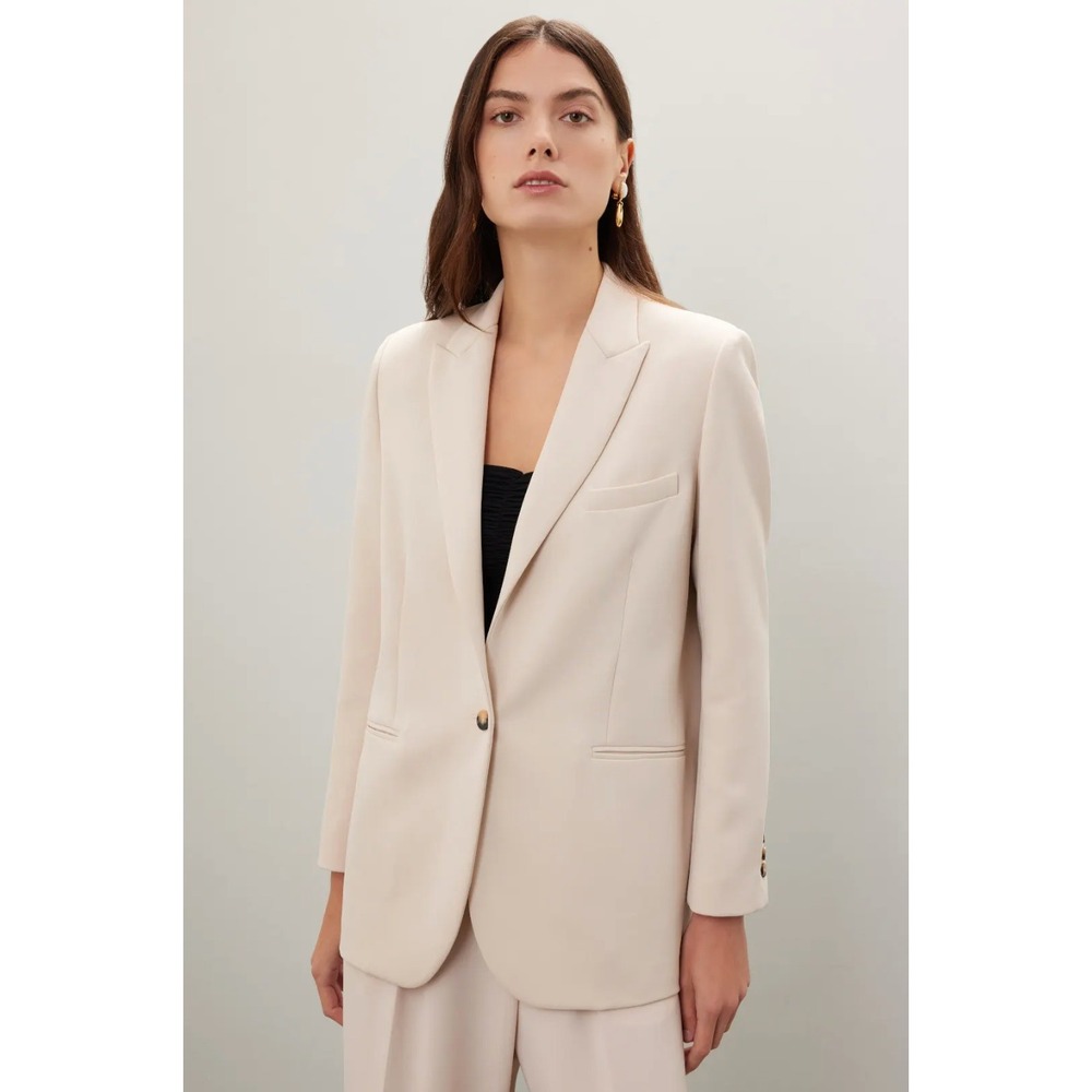 ba&sh Sylvana Jacket Single Button Blazer Cream Ivory Crepe Sz L